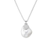 Lantisor argint cu perla naturala alba si cristale DiAmanti SK26112N_W-G